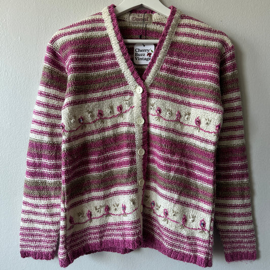 Pink and Cream Knit Cardigan, S