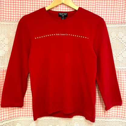 Polo Jean Red 3/4 Sleeve, L