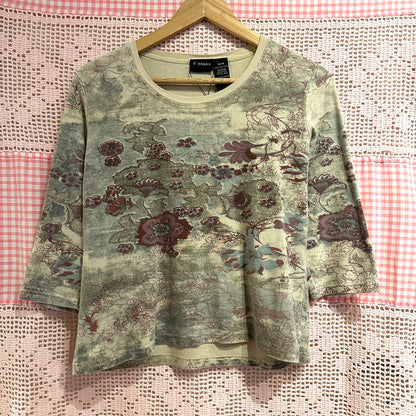 D'Annah Floral 3/4 Top, M