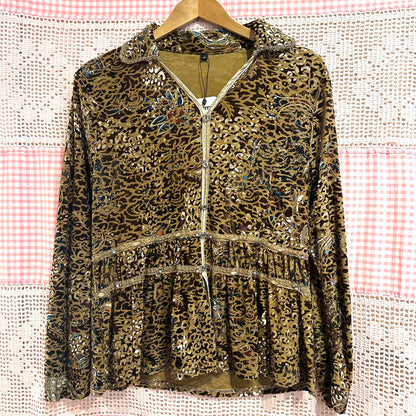 Brown Velvet Paisley Long Sleeve, M