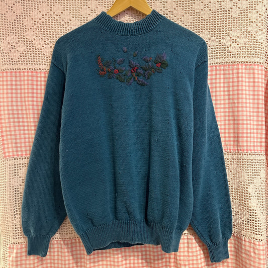 Northern Reflection Knit and Embroidered Sweater, M