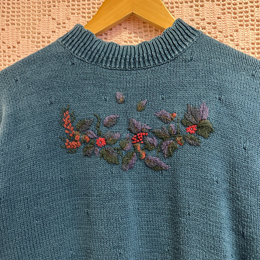 Northern Reflection Knit and Embroidered Sweater, M