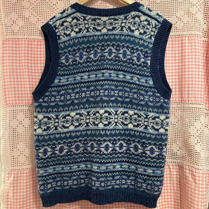 Susan Bristol Blue Knit Vest, XL