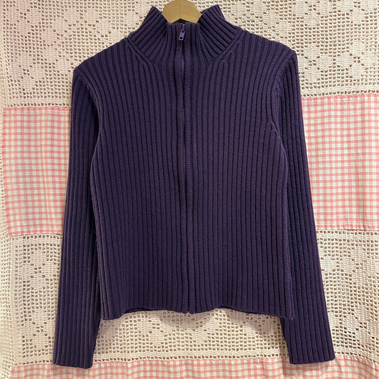 Purple Zip-Up Sweater, S