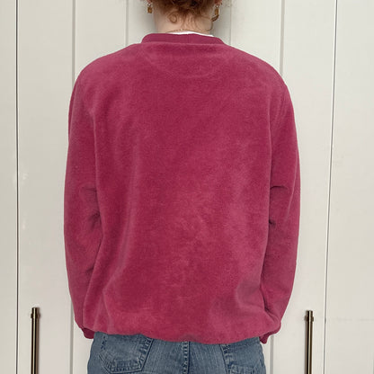 Pink Fleece Embroidered Sweater, L