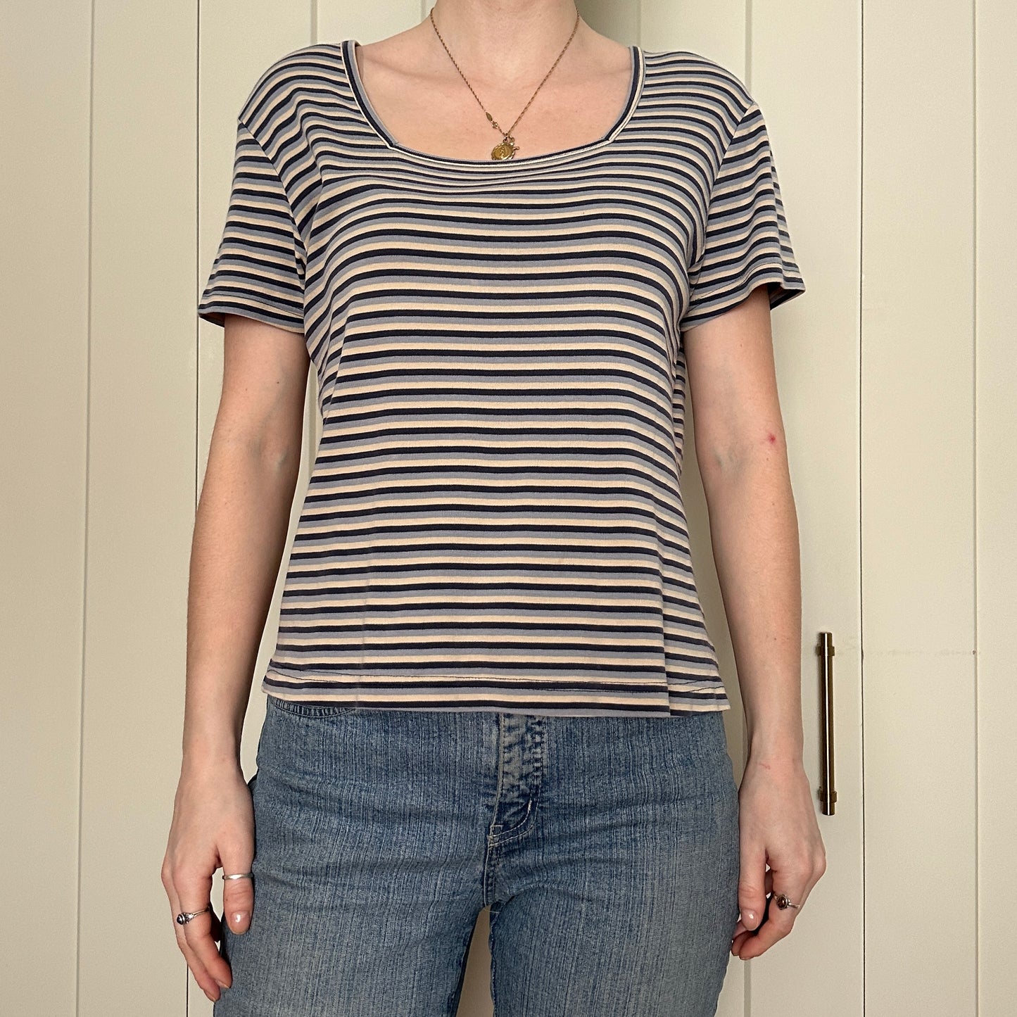Jessica Blue Striped Top, M