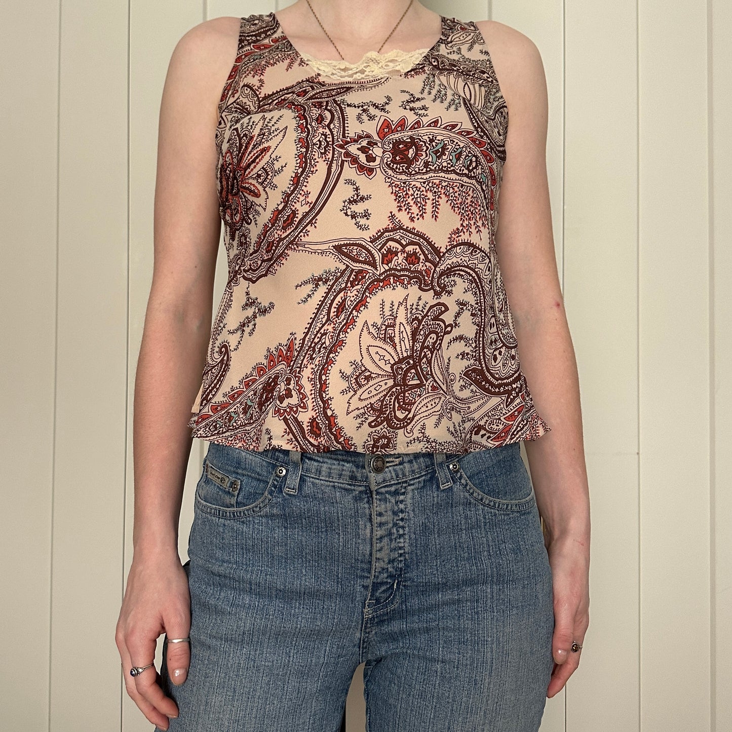Jessica Beige Paisley Top, XS