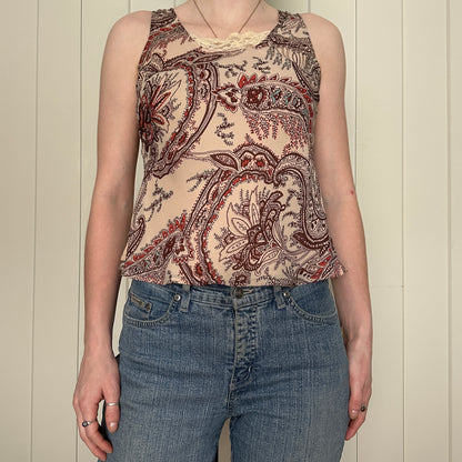 Jessica Beige Paisley Top, XS