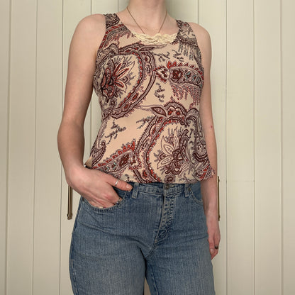 Jessica Beige Paisley Top, XS