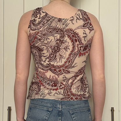 Jessica Beige Paisley Top, XS