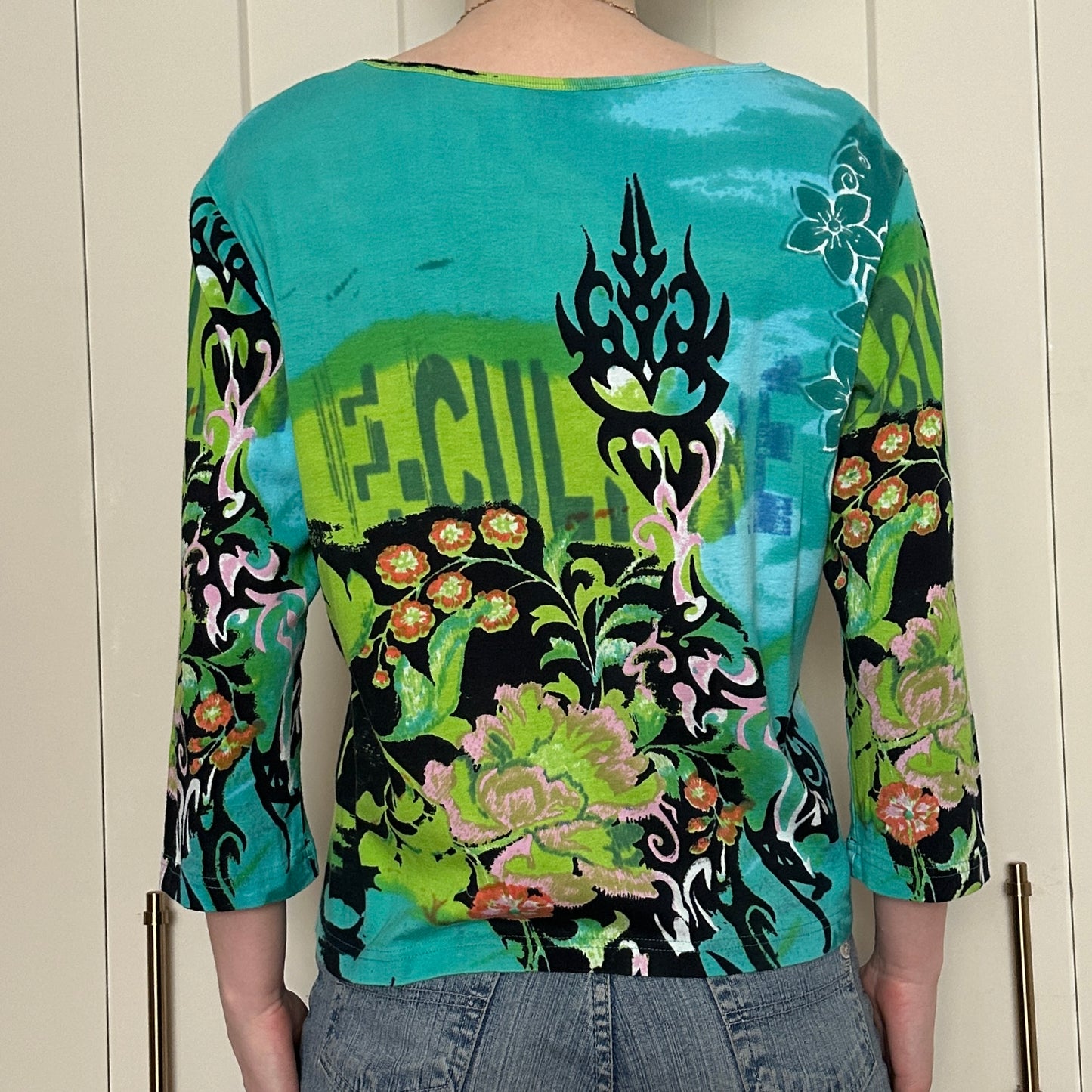 Miss Nikky Blue and Green 3/4 Sleeve, XL