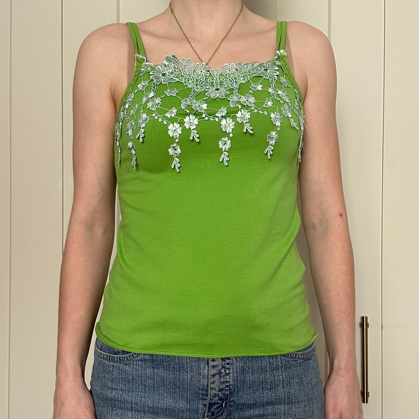 Green Lace Camisole Top, M