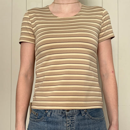 Gilani Beige Stripped T-Shirt, S