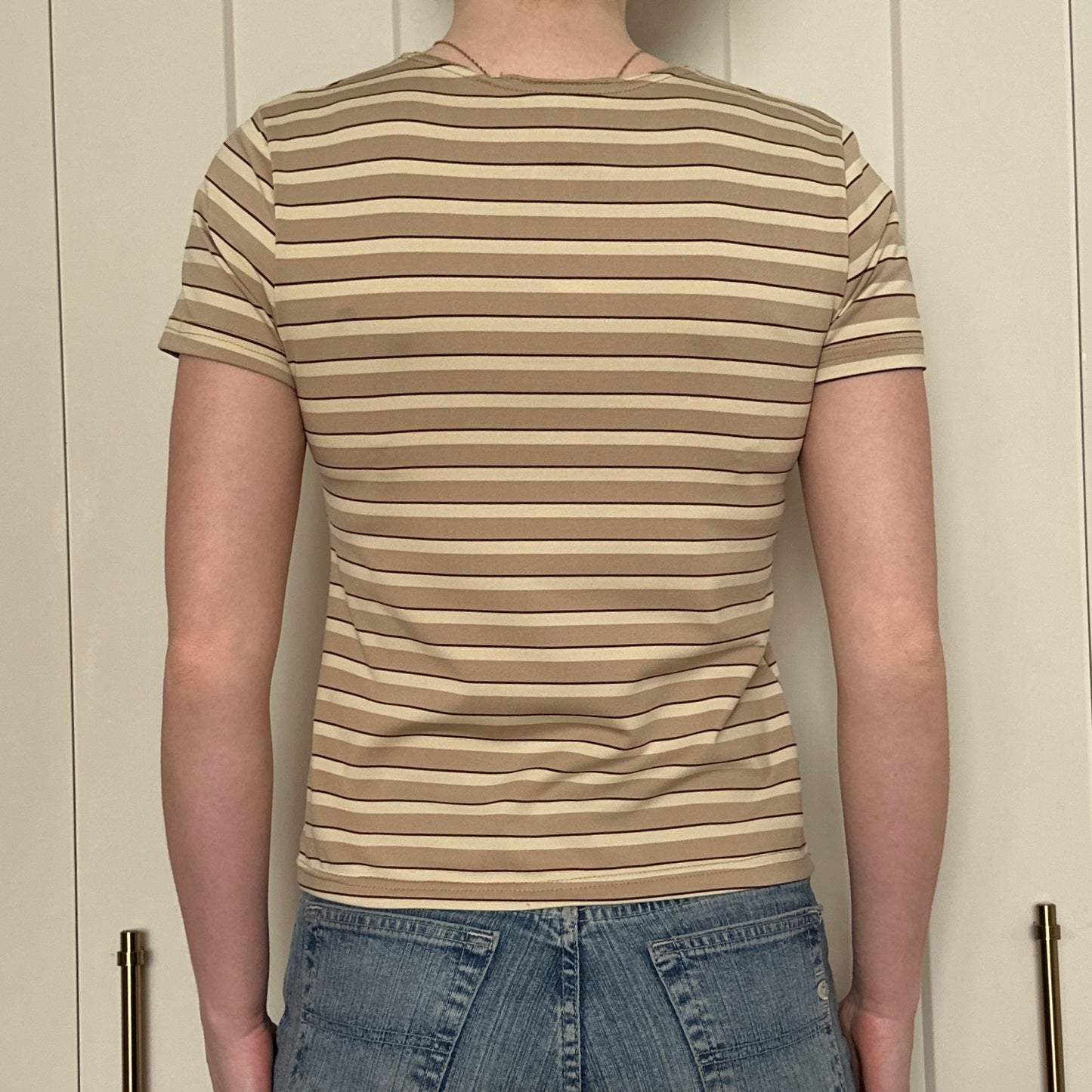 Gilani Beige Stripped T-Shirt, S