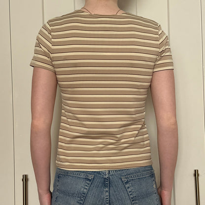 Gilani Beige Stripped T-Shirt, S