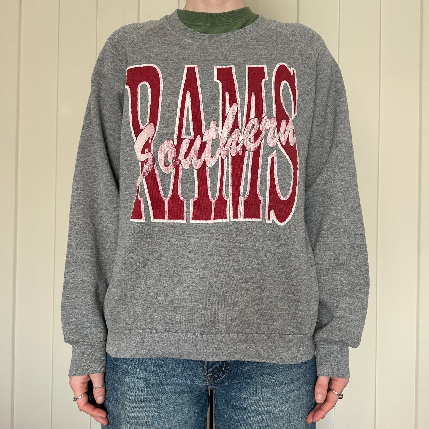 Southern Rams Cheerleader Jerzees Grey Crewneck, L