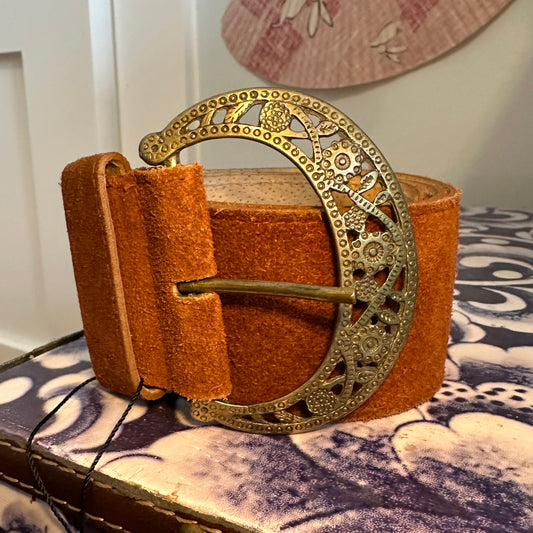 Cognac Leather Boho Belt, 24-26"