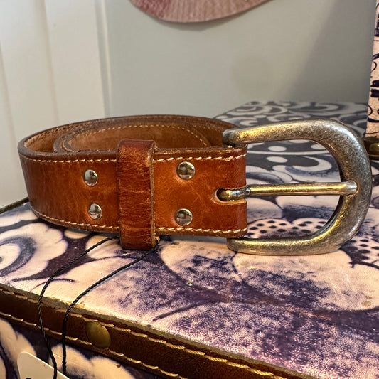 Roots Cognac Leather Belt, 24"
