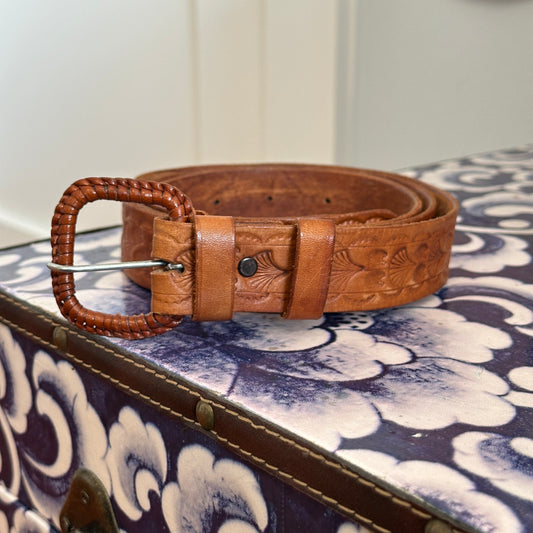Cognac Leather Western Belt, 40-44"