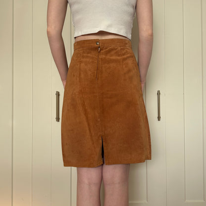 Passport Cognac Leather Skirt, S
