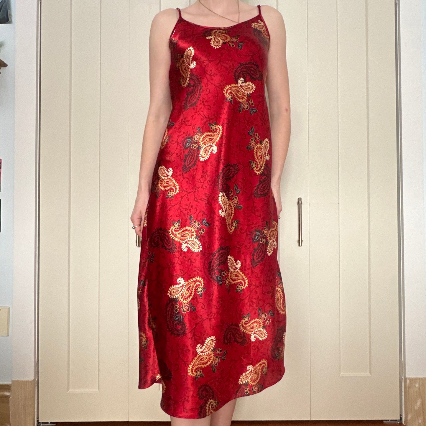 Red Paisley Maxi Dress, S