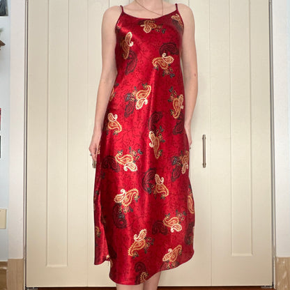Red Paisley Maxi Dress, S