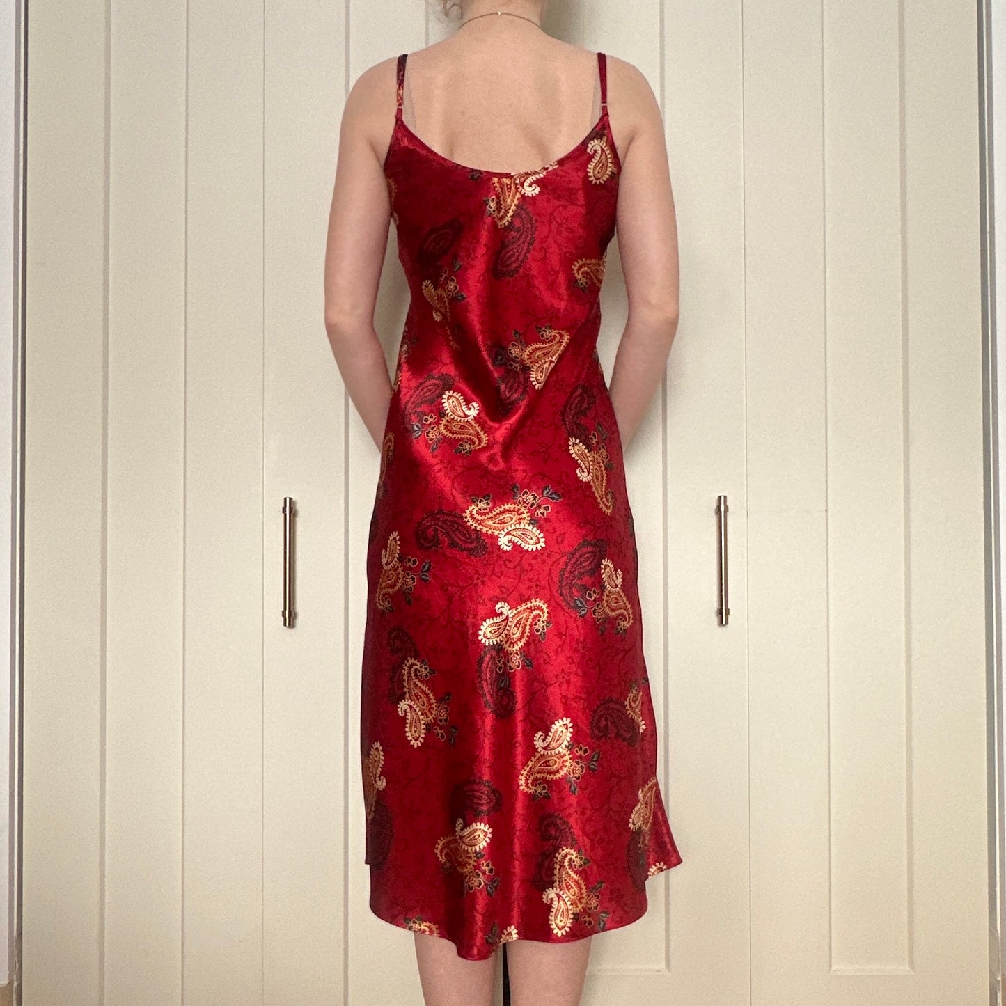 Red Paisley Maxi Dress, S