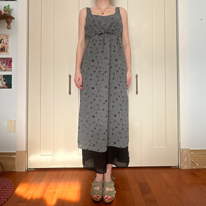 Cotton Ginny Grey Floral Dress, L