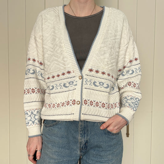 Cream Knit Cardigan, L