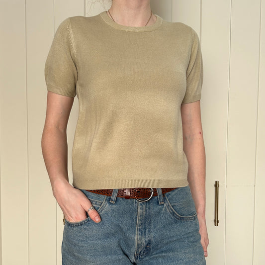 Beige Cashmere T-Shirt, S