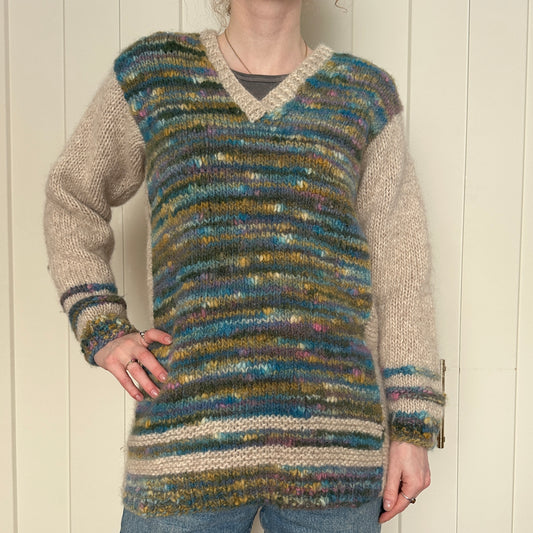 Northern Reflections Colourful Wool Knit Sweater, M