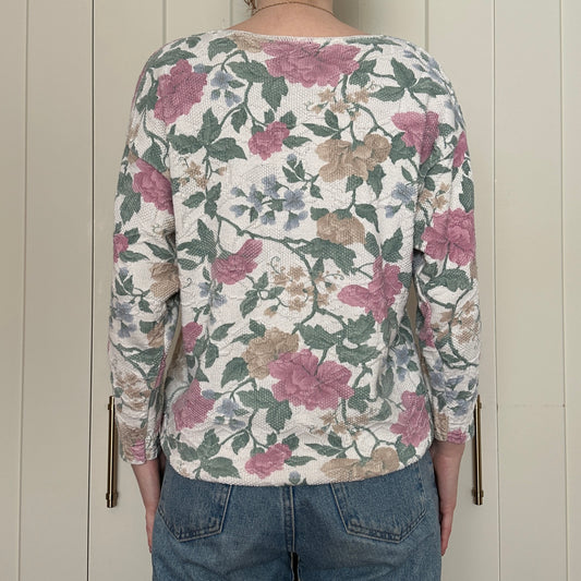 Knit Floral Sweater, L