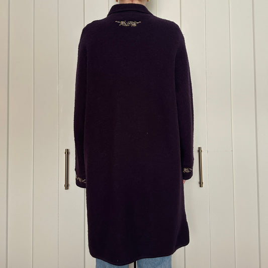 D'Allairds Purple Wool Maxi Cardigan, L
