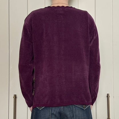 Purple Beaded Cardigan, M