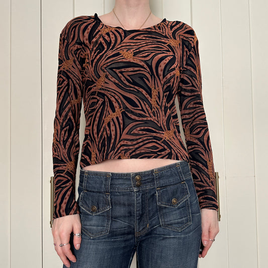 Amore Black and Orange Nylon Long Sleeve, L