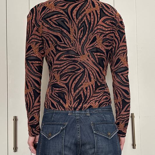 Amore Black and Orange Nylon Long Sleeve, L