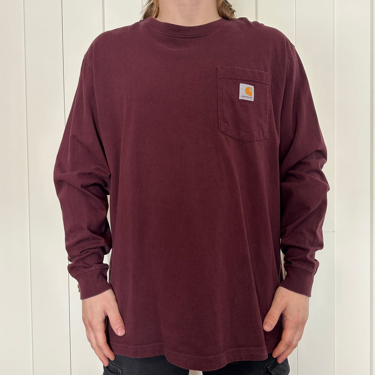 Carhartt Burgundy Cotton Long Sleeve, L