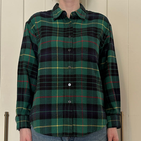 Eddie Bauer Green and Navy Cotton Flannel, L