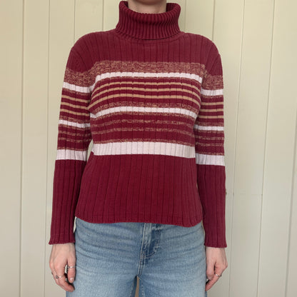 Pink Ribbed Long Sleeve Turtle Neck, XL