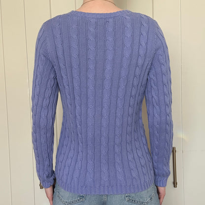 Tabi Periwinkle Cable Knit Sweater, XS