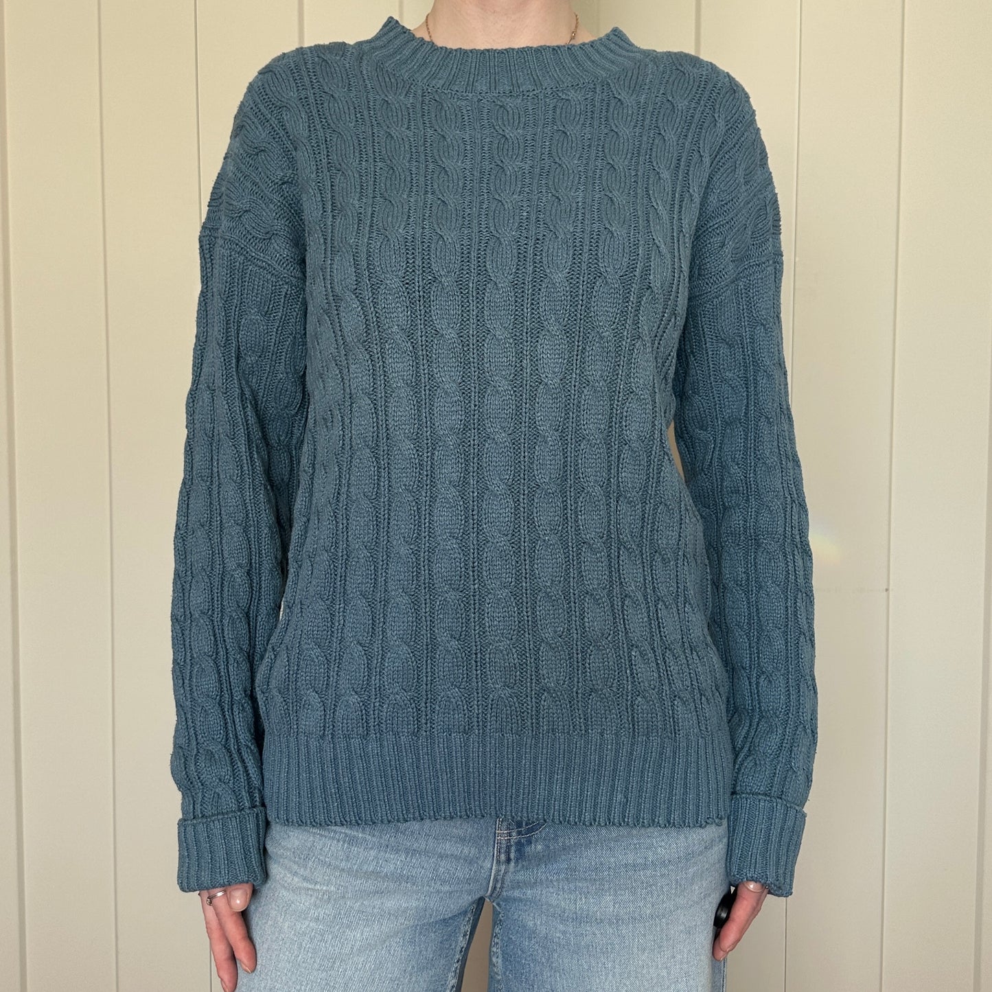 Saks Fifth Avenue Silk and Cotton Cable Knit Sweater, M