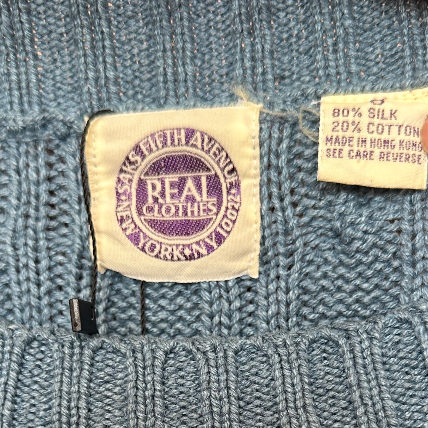 Saks Fifth Avenue Silk and Cotton Cable Knit Sweater, M