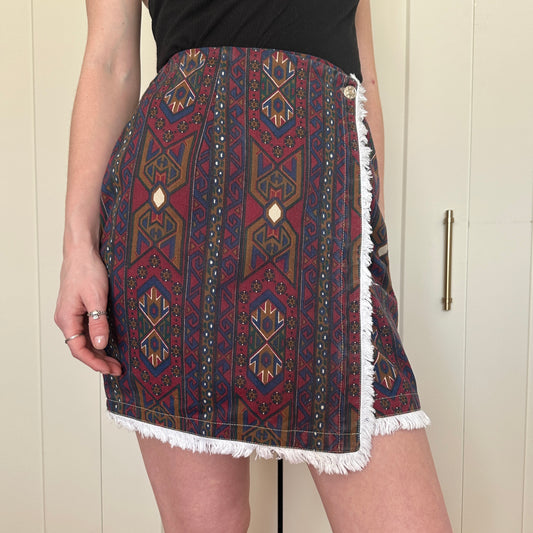 Jeans Wear Navajo Pattern Skirt, XS