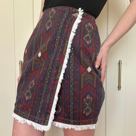 Jeans Wear Navajo Pattern Skirt, XS