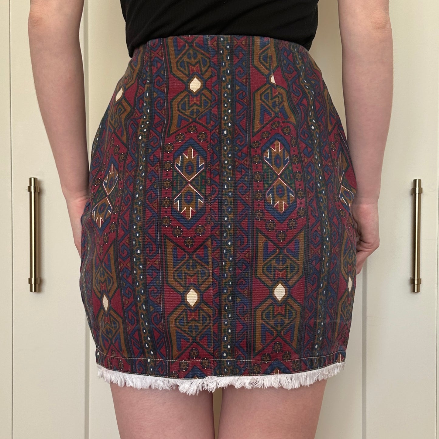 Jeans Wear Navajo Pattern Skirt, XS