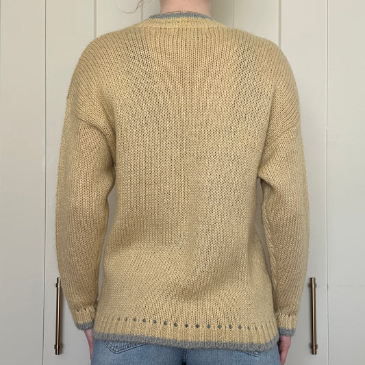 SK & Company Acrylic Mohair Yellow Knit Cardigan, S