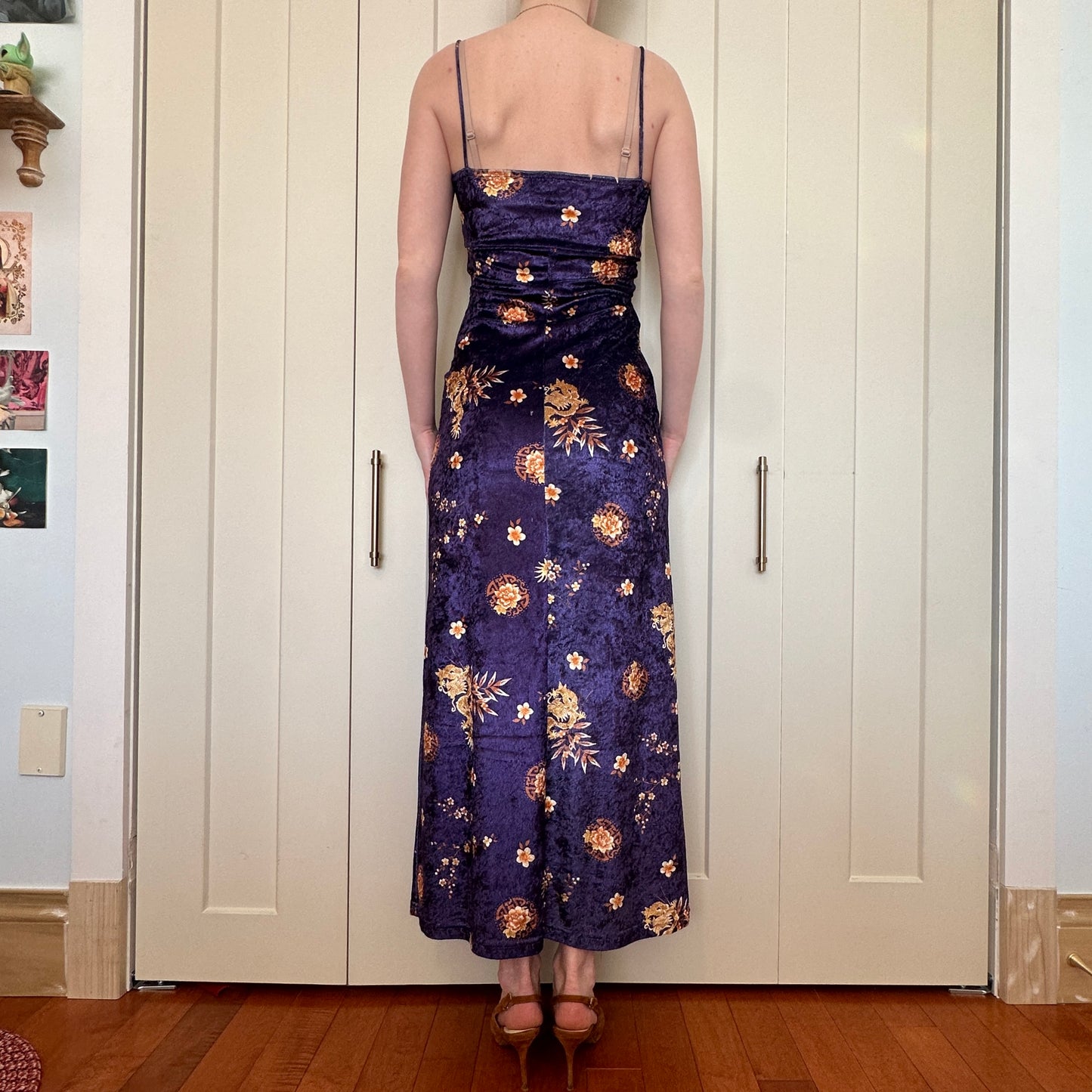 Just in Time USA Purple Crushed Velvet Dress, S