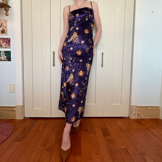 Just in Time USA Purple Crushed Velvet Dress, S