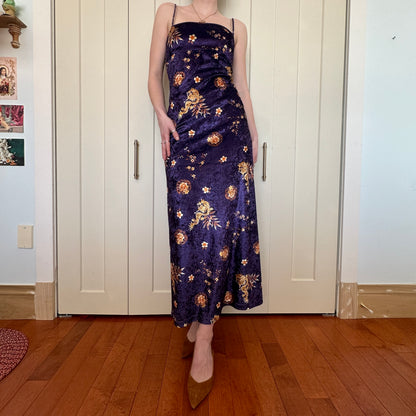 Just in Time USA Purple Crushed Velvet Dress, S