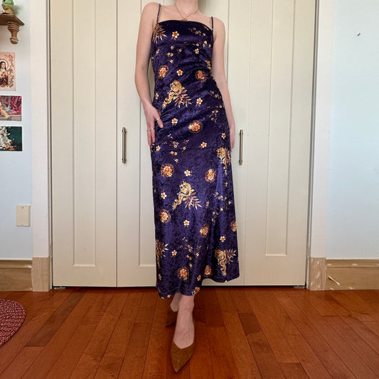 Just in Time USA Purple Crushed Velvet Dress, S